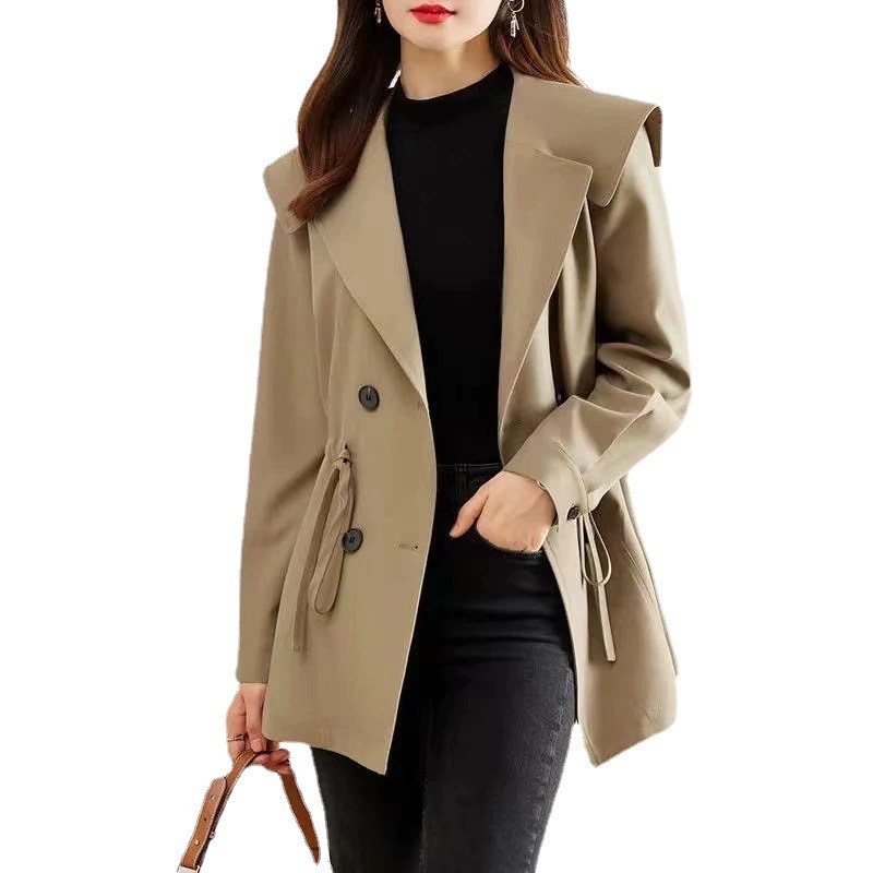Осеннее-весеннее trench coat для отдыха, облегающие бретели, классический костюм-пиджак, для подростков