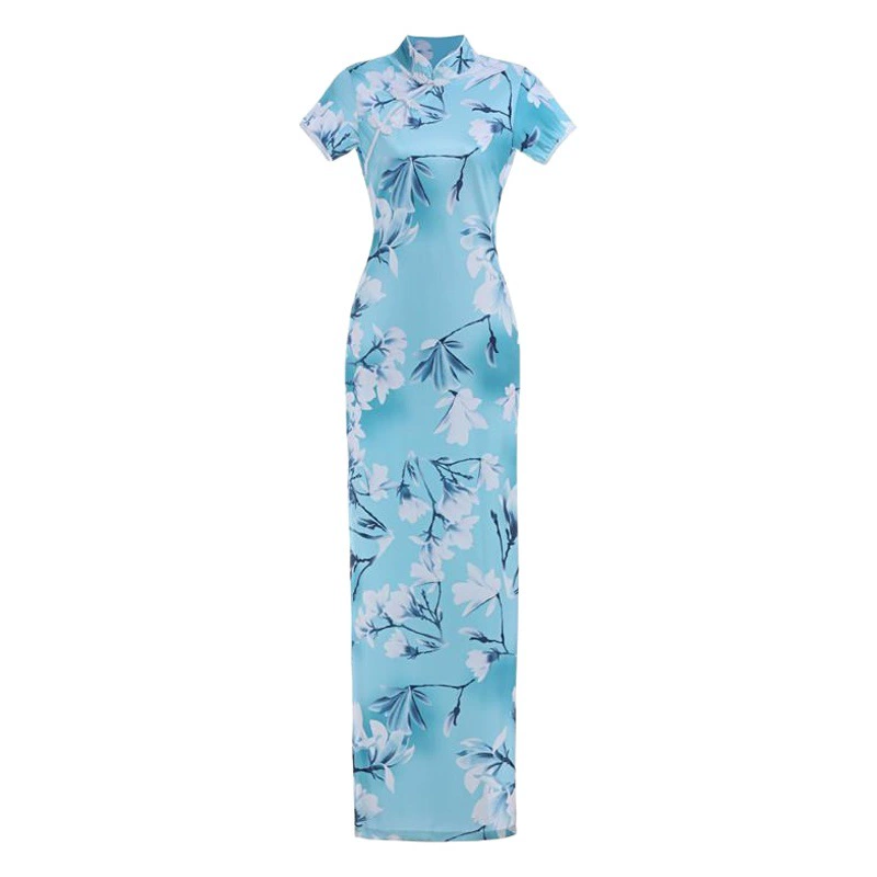 Улучшенный женский Чонсам 2023 Новый четырехсторонний Повседневный подиумный костюм с пулей, тонкая девушка, юбка чонсам, агент по набору персонала