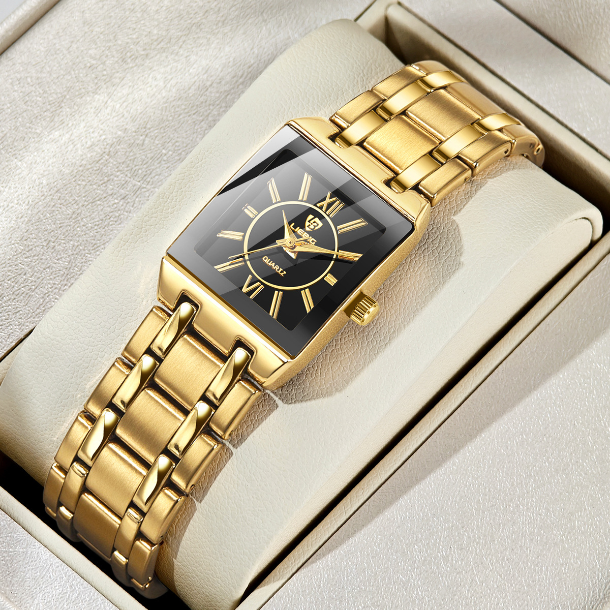 Liebig Quartz Watch Casual Steel Band Small Square Casual Fashion Roman Quartz Women's Watch Waterproof Square Watch Women