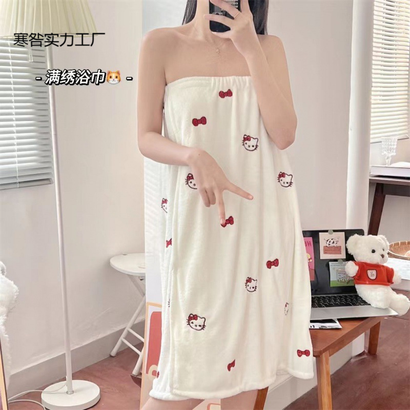 목욕 타월 새로운 스타일 흡수성 코튼 빠른 건조 헤어 기숙사 귀여운 목욕 타월 학생 3 피스 세트 여자 하트 목욕 스커트