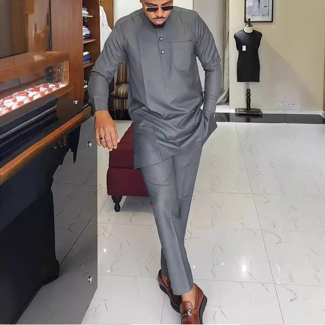 2024 새로운 아프리카 남성 민족 세트 국경 뜨거운 하이 퀄리티 자수