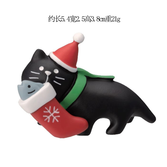 クリスマス装飾日本の猫フィギュアブラインドボックスギフトクリスマスツリー老人そり DIY 樹脂工芸品装飾品|undefined