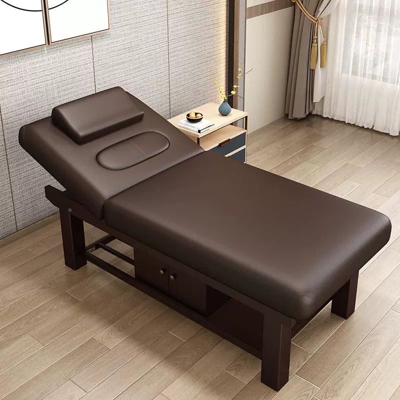 Cama de belleza, cama de masaje especial para spa con orificios, cama de terapia de medicina tradicional china de madera maciza, cama de masaje para centro de salud