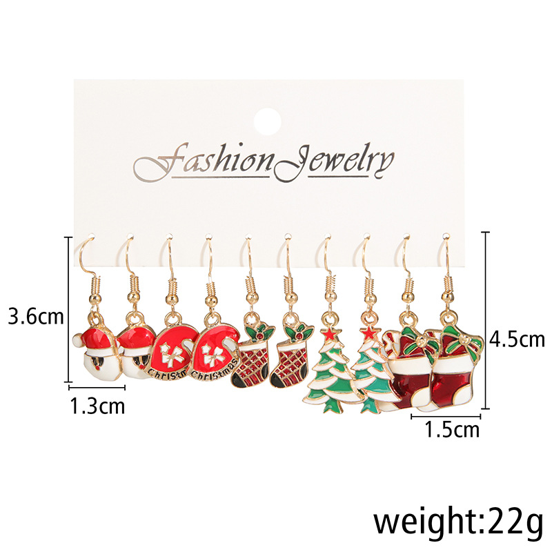 Fashion Christmas Tree Santa Claus Christmas Socks Alloy Enamel Womenu0027S Drop Earrings 1 Set
