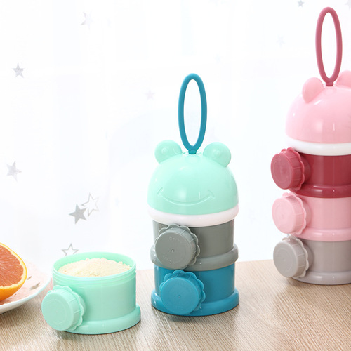 Cartoon baby milk powder box portable portable sealed moisture-proof rice noodle food storage tank large capacity divided into compartments