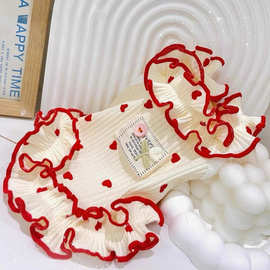 包邮夏季狗狗猫咪衣服简约爱心小狗马尔济斯约克夏泰迪比熊边碎花