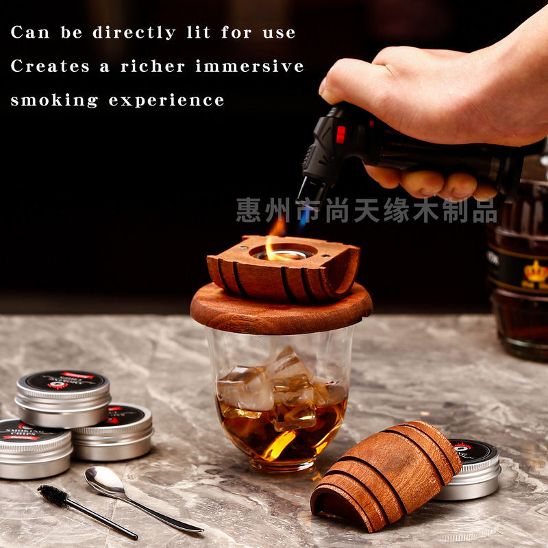 Cross-Border Amazon Cocktail Smoker Whiskey Liquor Fruit Wine Smoking Wood Chips Bartending Tools Wine Set