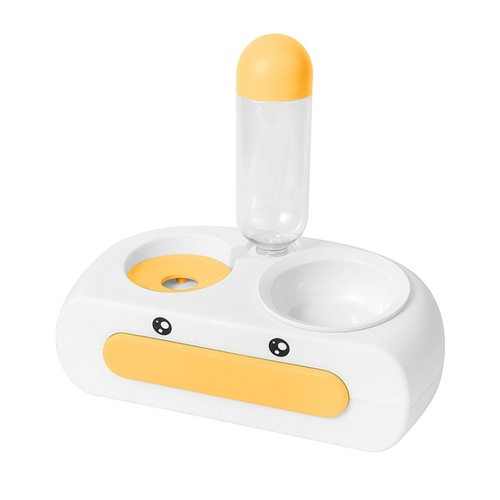 Cross-border new product cartoon cat bowl ceramic pet bowl drinking water feeding integrated double bowl plastic cat automatic drinking bowl