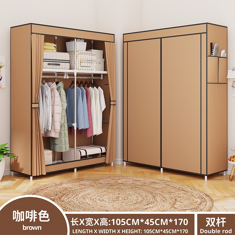 布ワードローブアセンブリ不織布防塵収納ワードローブ吊り下げシンプルなワードローブハンガースチールフレーム寮組み合わせ折りたたみキャビネット