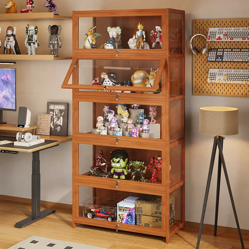 手办透明展示柜带锁陈列柜学生书架书柜亚克力乐高盲盒摆件储物柜