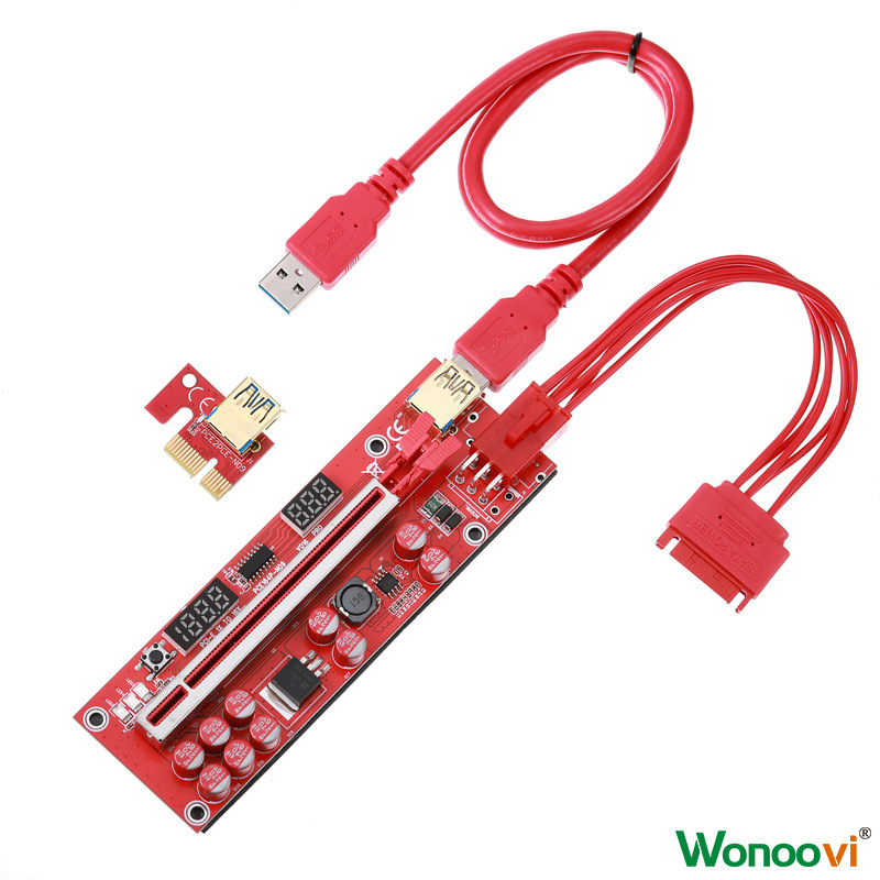 PCIE显卡延长线V016PRO数码管USB3.0显卡PCI-E转接线1X转16X温控
