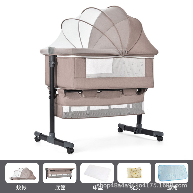 Cama multifuncional para recién nacidos, cama grande, cama para bebés, cuna plegable, elevación móvil y portátil image 11