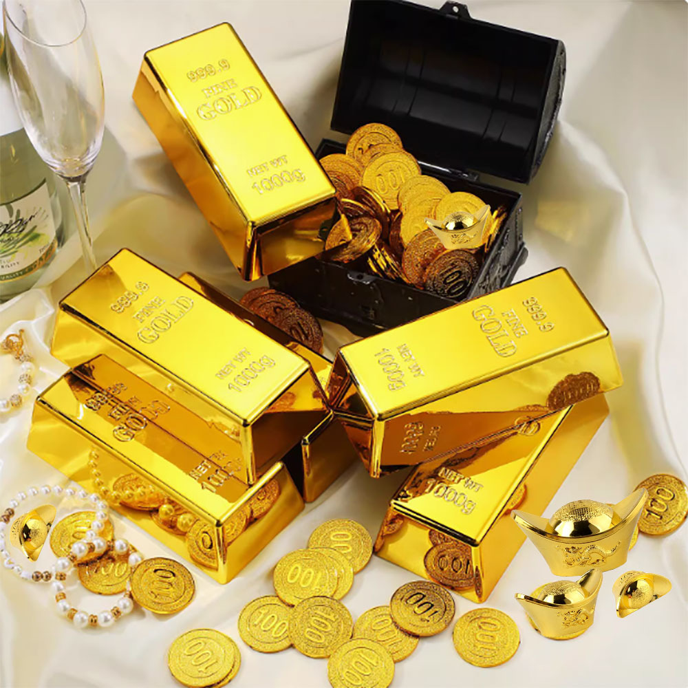 Factory direct seizing game props simulation gold bars ingot trophy ornaments decoration gold bullion ornaments ingot
