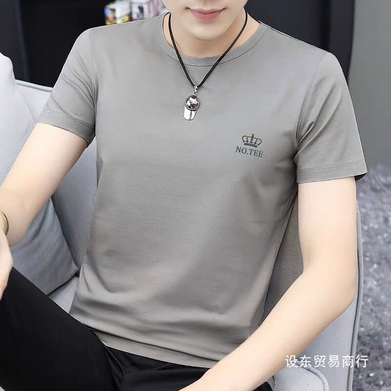 Мужская футболка с коротким рукавом, летняя новинка 2025 года, модная корейская льняная полосатая футболка, оптом