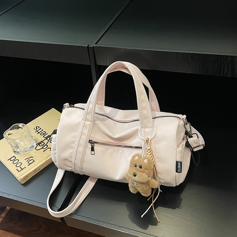 Niche Nylon Lightweight Large Capacity Casual Korean Style Gym Bag Travel Boston Zipper Shoulder Tote Bag - Thumbnail 7