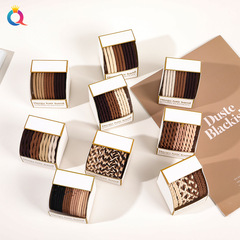 Chiyue Cross-border Box Packaging Hair Ties Coffee Color Series Hair Ties Small Rubber Bands Ins High-End Hair Accessories Wholesale