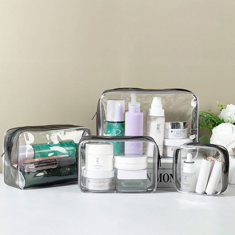 2025 nueva bolsa de cosméticos transparente de alta gama para mujer bolsa de almacenamiento de lavado a prueba de polvo de viaje portátil de gran capacidad impermeable