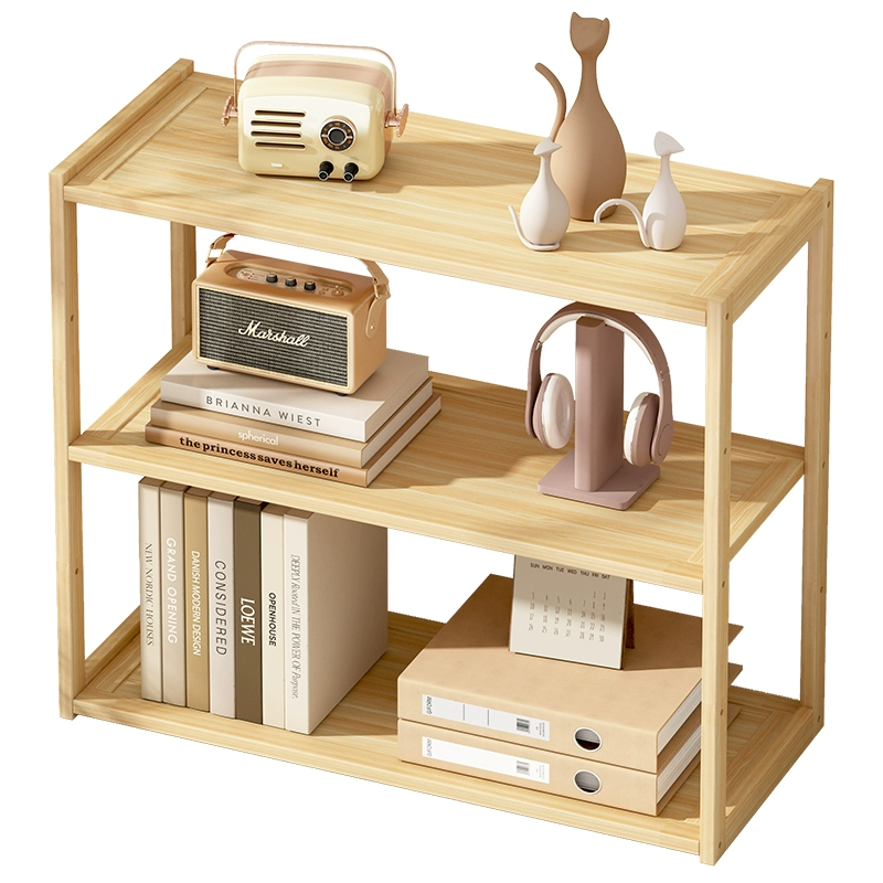 Desktop bookshelf storage rack desktop storage rack office small solid wood multi-layer partition shelf bedside army army