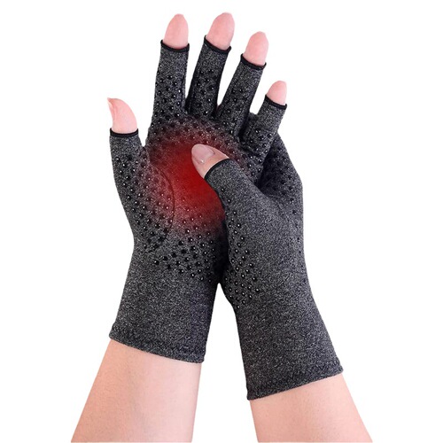 New half-finger pressure gloves, sports fitness training gloves, breathable hemp gray hand back style dotted gloves Amazon