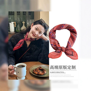 2023 autumn and winter new printed cotton and linen square retro cashew flower scarf women's breathable warm small scarf 58*58