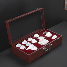 德化白瓷办公礼品茶具套装家用整套陶瓷现代简约盖碗茶壶功夫茶具