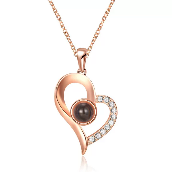 Cross-Border Hot-Selling 100 Languages Projector Necklace Amazon Fashion Versatile Heart Pendant High-End Clavicle Chain