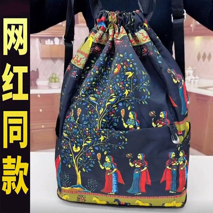 Складная дорожная сумка, рюкзак на шнурке, легкая простая сумка для хранения на шнурке, большая вместимость Douyin Dihua Trade для мужчин