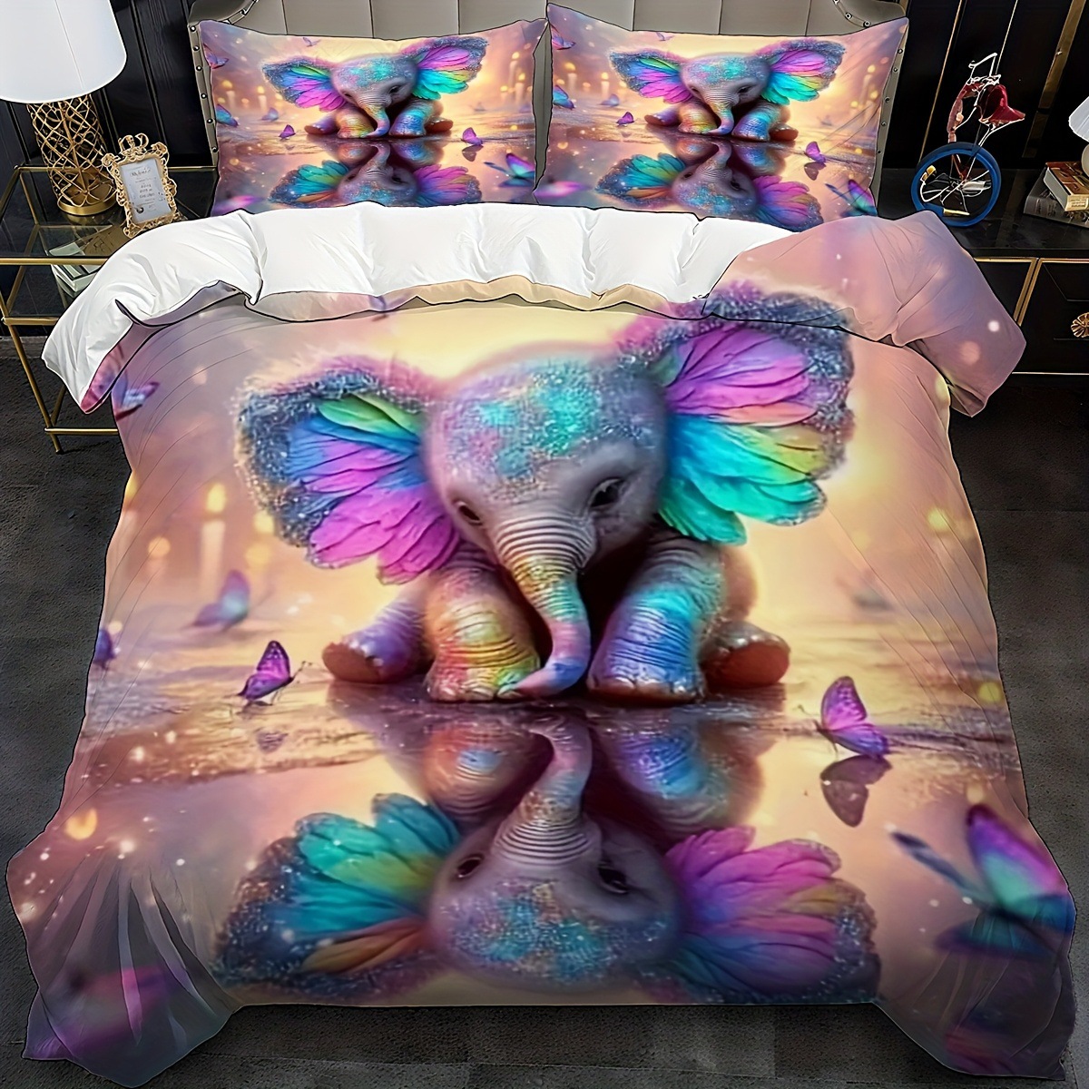 Textil doméstico transfronterizo molienda impresión digital elefante primer plano quilt kit fuente fábrica llevar a cabo tem / JIT