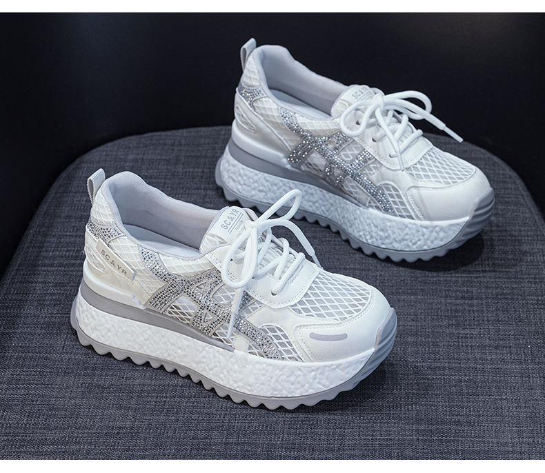 Giày sneaker nữ đế dày lưới thoáng khí phong cách thể thao — Xám 5073, Mơ 5073, Vàng 5073 chi tiết 28