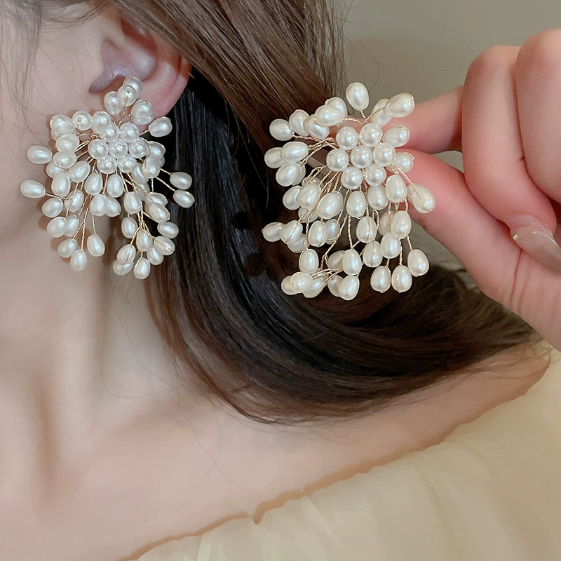 Серьги Baoyu bow & flower коллекция, французский лёгко-люкс стиль с жемчужной отделкой
