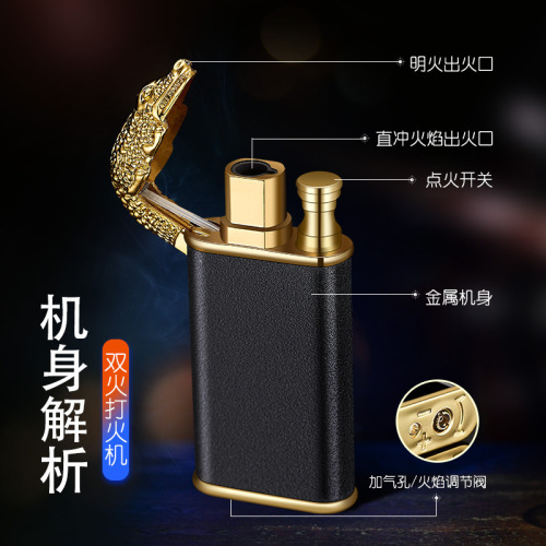 HB872 Crocodile Dolphin Dual Flame Lighter Creative Direct Blast Clear Flame Torch Lighter Manufacturer Wholesale