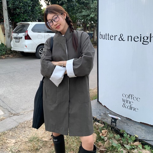 Trending dream DT ETOLIE half-high collar mid-length windbreaker for women, Korean style loose spring coat for small people