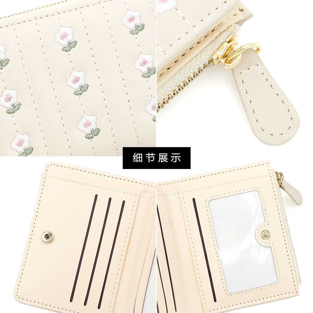 Nueva billetera corta de moda coreana linda borrada billetera corta simple bolsa de tarjetas de cambio de descuento