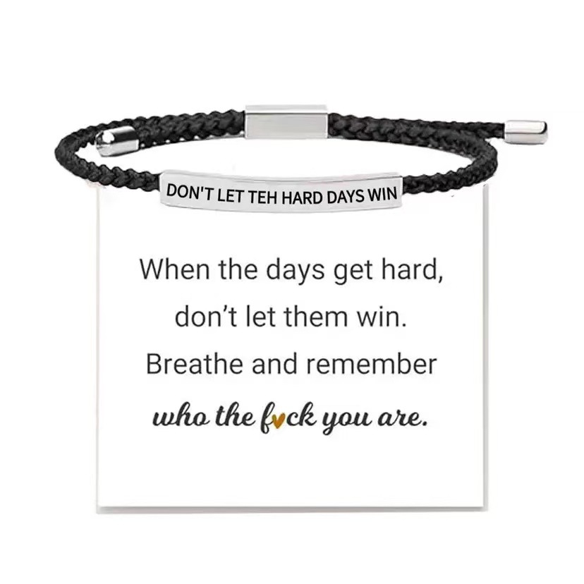 European and American Amazon Cross-Border Best-Selling Stainless Steel Curved Tube Engraved Bracelet, Adjustable Pineapple Rope Woven Bracelet