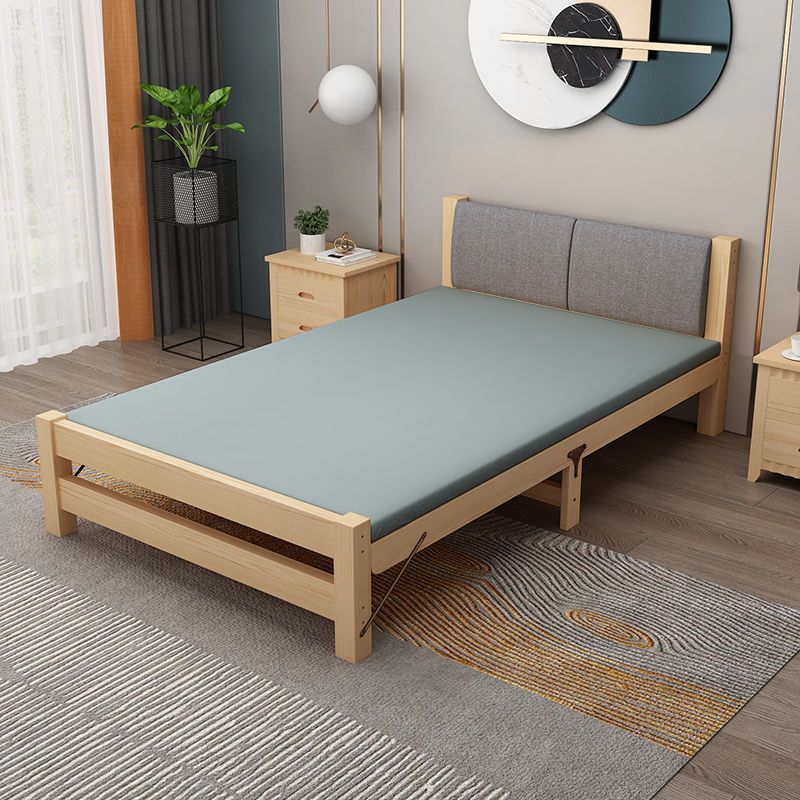 Cama de madera sólida de 1,2 m moderna simple de 1,5 m cama individual cama doble económica de 0,8 m cama plegable con respaldo suave