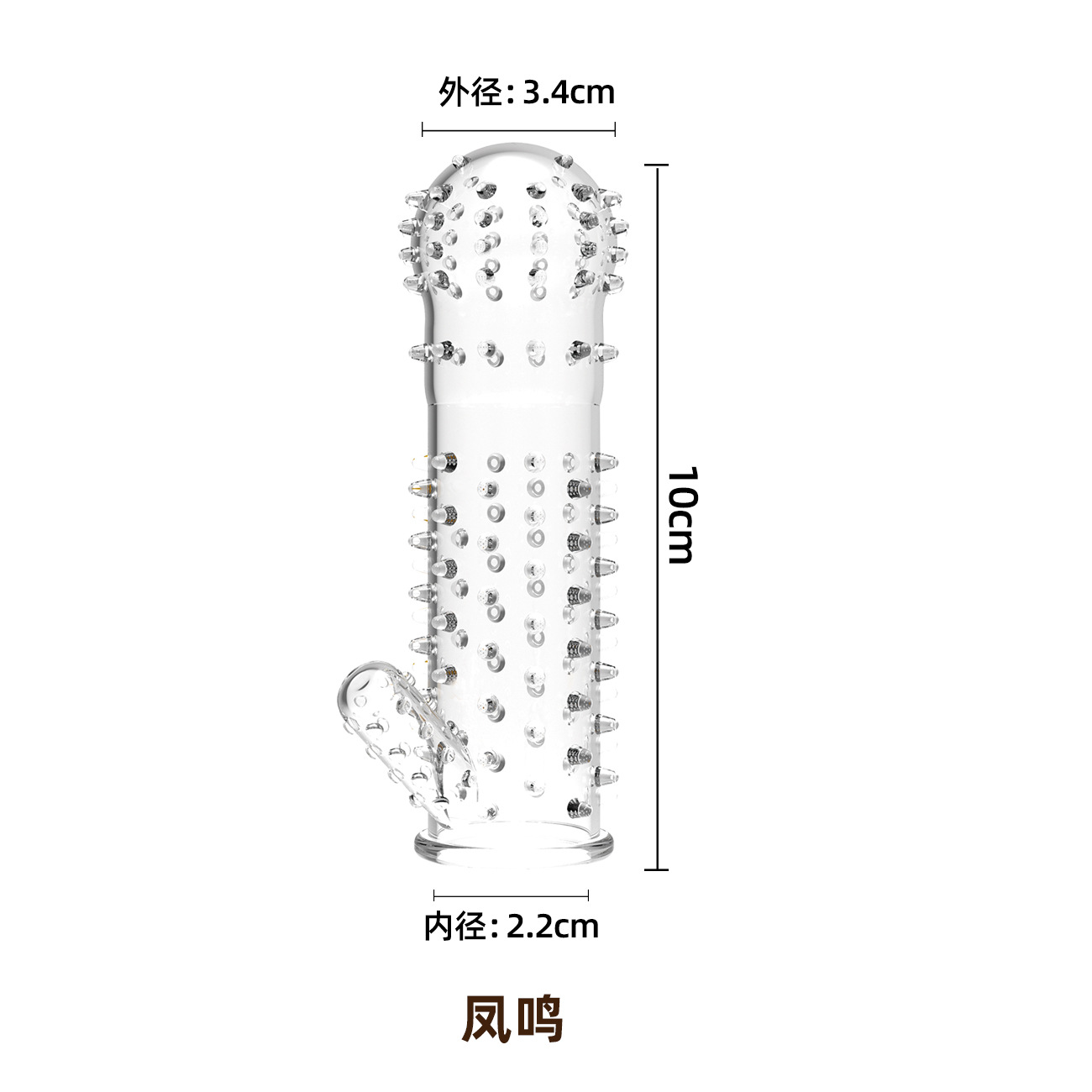 Men’s Wolf-Tooth Textured Condom, Transparent TPE, Large-Particle Stimulation — detail image 5