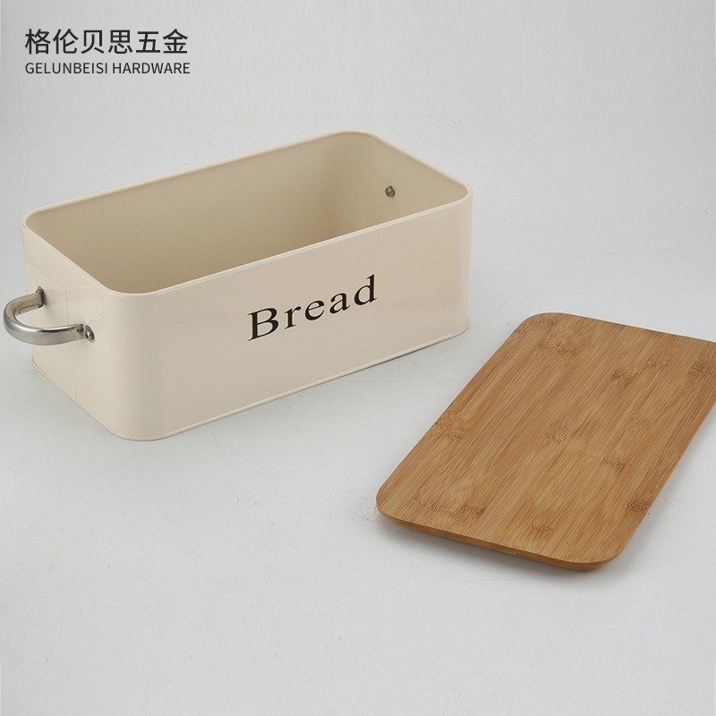Manufacturer's metal bamboo cover Bread Box storage box galvanized iron sheet kitchen supplies food storage tank bread box