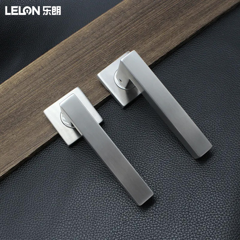 Manija de la puerta de la habitación del dormitorio de acero inoxidable cerradura de la puerta interior personalizada manija de la puerta de madera cerradura dividida cuadrada manija accesorios