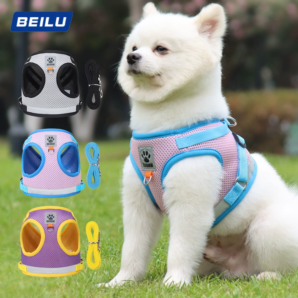 Новый нагрудный ремень для домашних животных, дышащий светоотражающий ремень для собак, жилет, контрастный поводок для собак, оптовая продажа