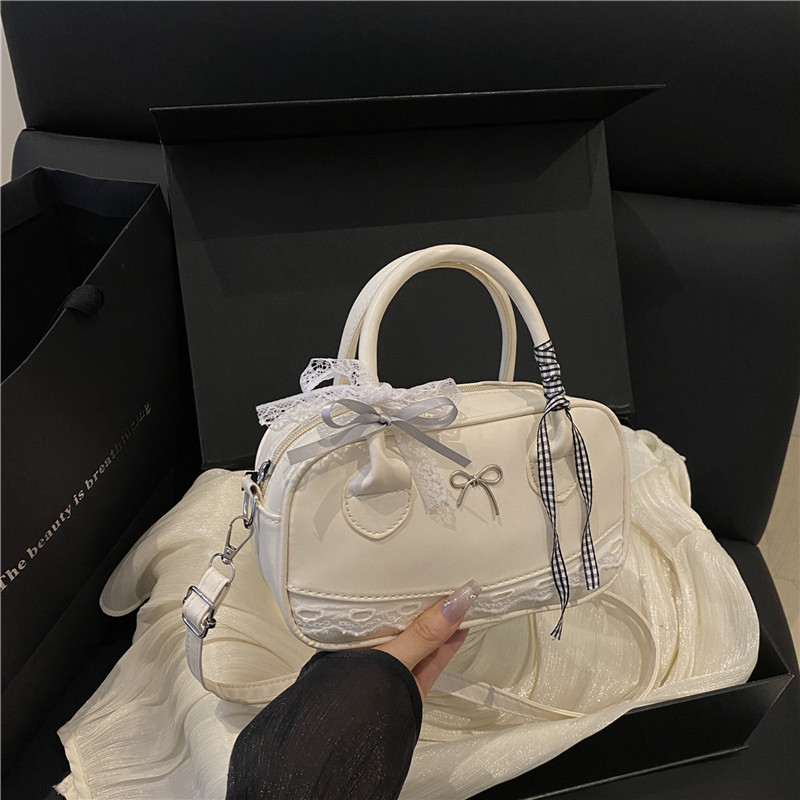 Hand-Carrying Ballet Style Trendy Versatile Boston Bag for Women 2025 New Korean Style Fashionable Sweet Lace Shoulder Bag Hand-Carrying Ballet Style Trendy Versatile Boston Bag for Women 2025 New Korean Style Fashionable Sweet Lace Shoulder Bag
