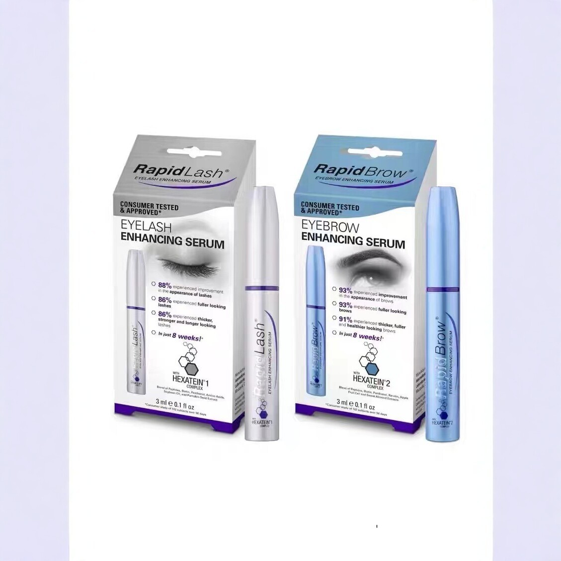 Rapidbrow Eyebrow Serum 3ml, Thickening and Lengthening, Genuine Product Containing Hexatein2 Compound, Cross-Border