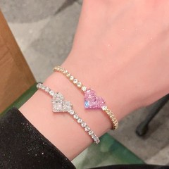 超闪锆石爱心手链时尚精致气质甜美少女心手环轻奢小众高级感手饰