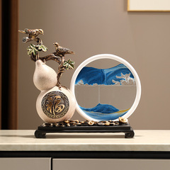 Creative Flowing Sand Painting Hourglass Curing Emotion New Chinese Gourd Decorative Item Living Room Money Attracting TV Cabinet Decorative Item High-end 