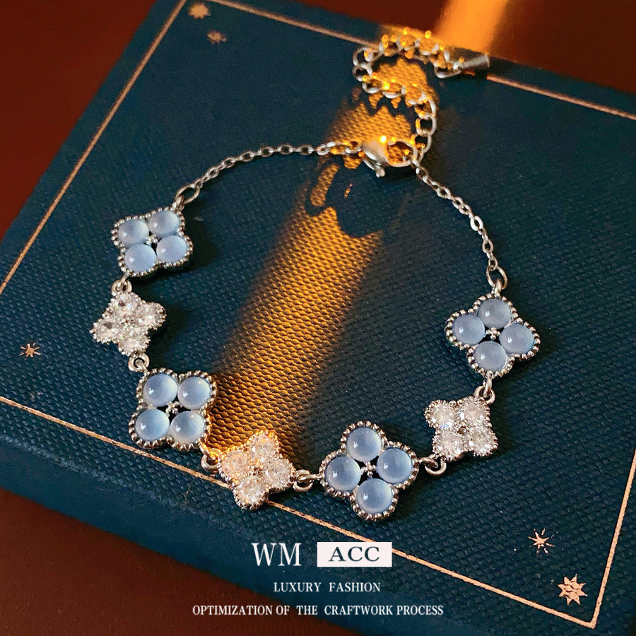 Transfronterizo delicada flor de zircón ojo de gato pulsera de moda temperamento universal pulsera nicho lujo ligero de alta sensación joyería