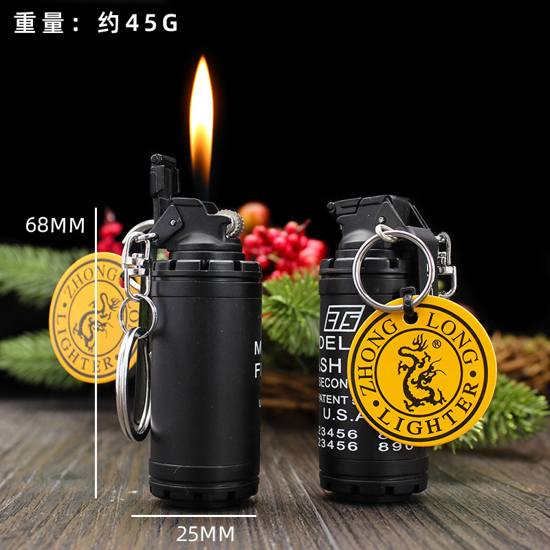 Zhonglong creativo inflable directo encendedor a prueba de viento llama roja adornos personales tabaco de metal al aire libre al por mayor