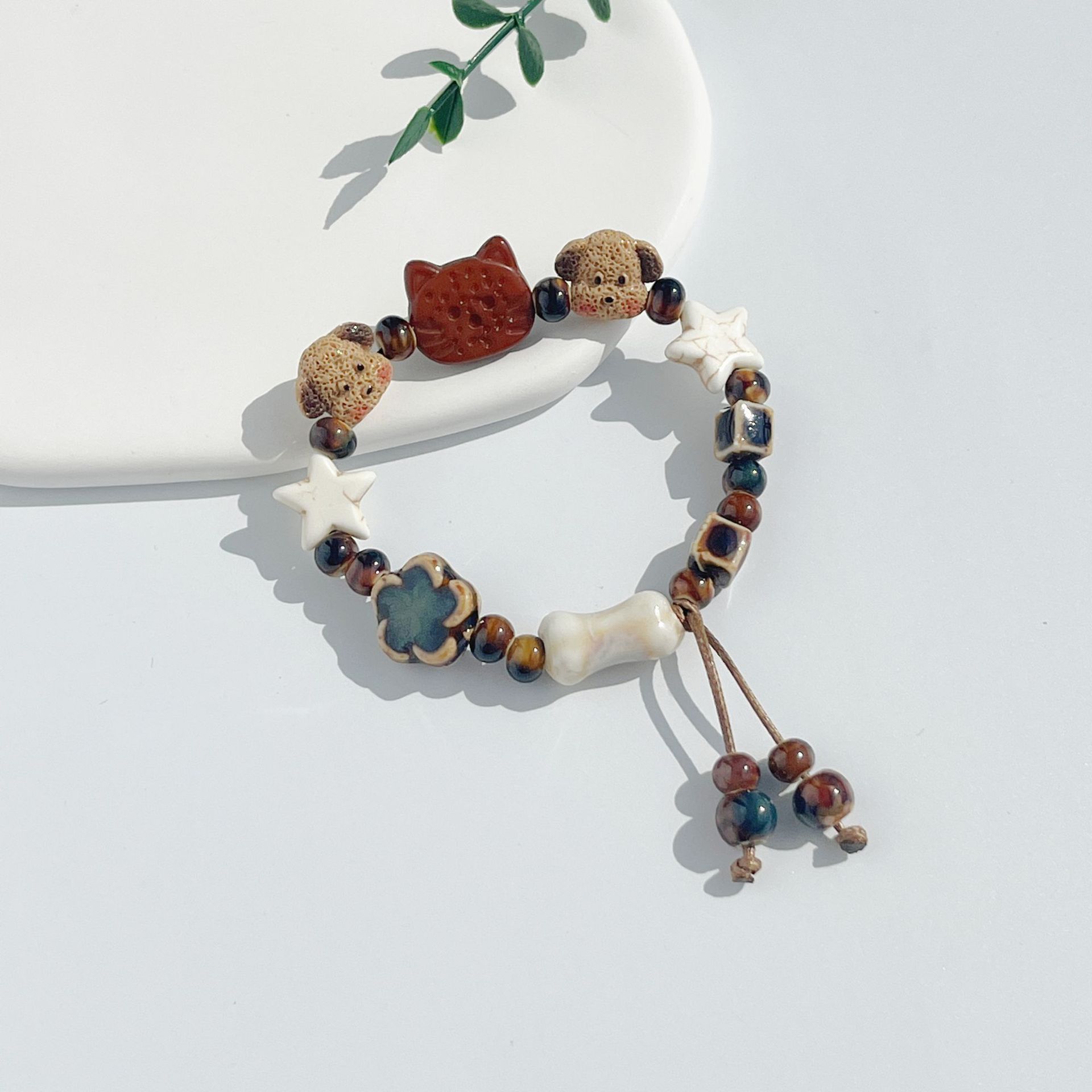 Bracciale di coppia gatto e cane in ceramica per migliori amici_voghion.com