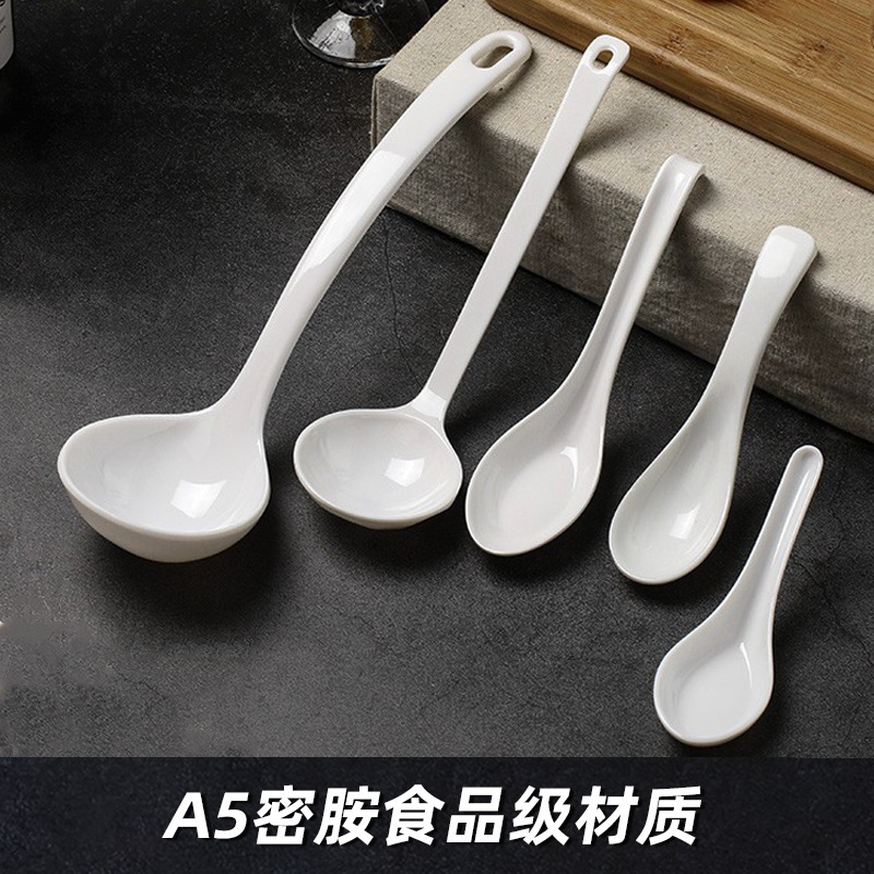 A5 Melamine Spoon, Imitation Porcelain White Plastic Commercial Soup Spoon, Long Handle Ramen Turtle Shell Spoon, Small Soup Spoon Wholesale