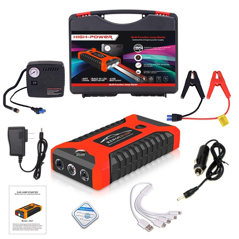 Car Emergency Starting Power Supply 12Vjumpstarter with Power Bank Air Pump Rechargeable