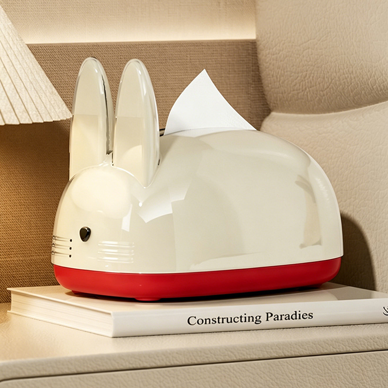 Caja de toallas de conejo interesante caja de extracción de papel de color sólido personalidad encantadora sala de estar casera mesa de té dormitorio moderno y simple