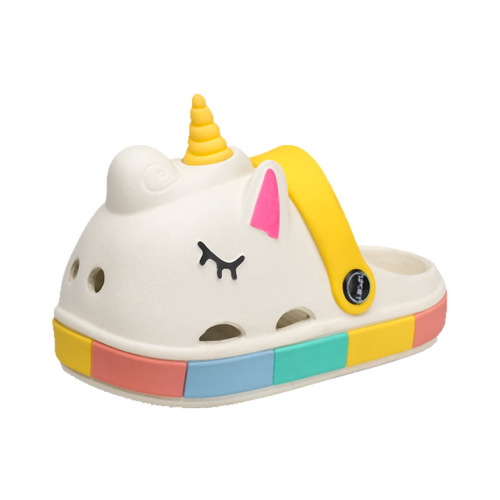 Adorable Poop Print Children's Slippers for Girls Summer Non-Slip for Kids Unicorn Hole Shoes Baby Cartoon Sandals for Boys